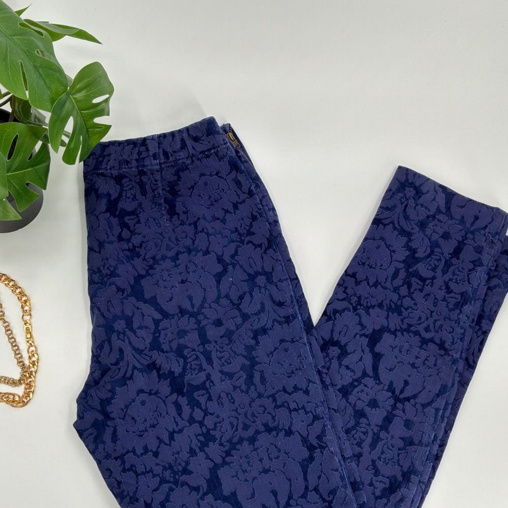 Anthropologie Blue Floral Skinny Pants